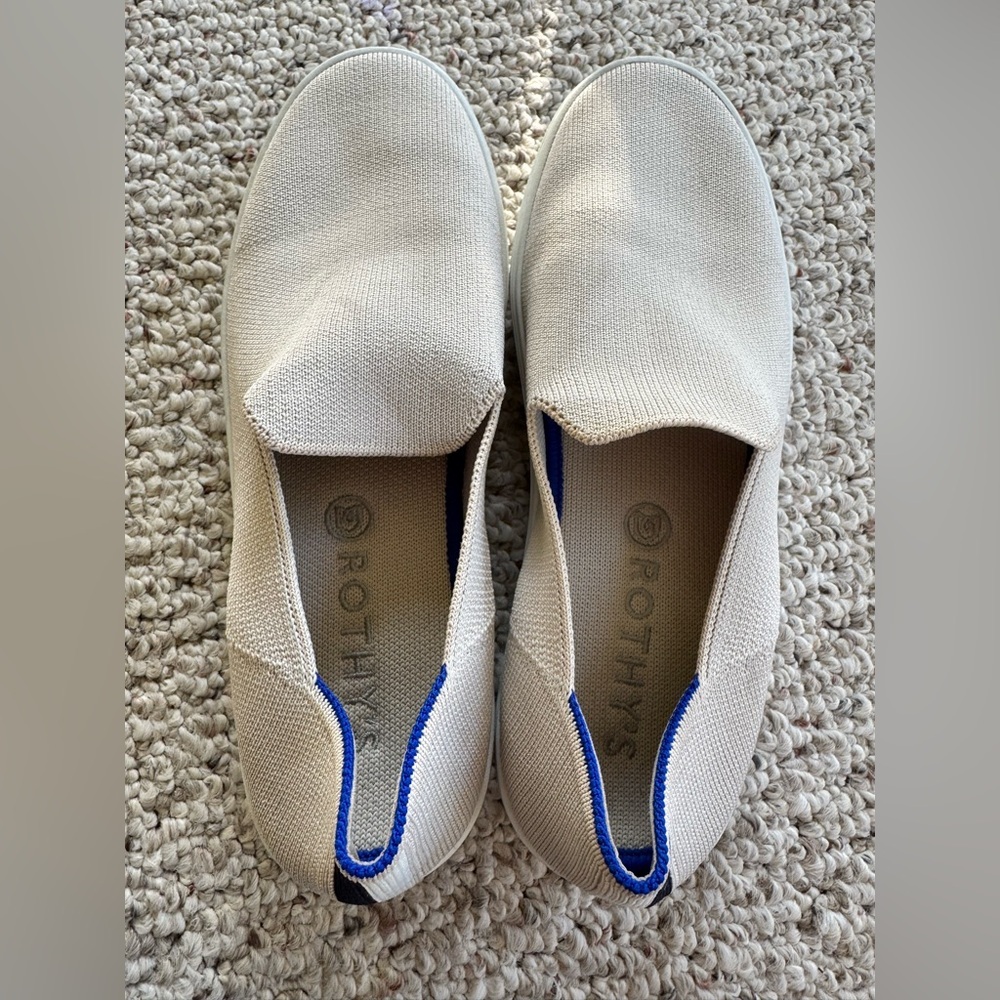 Rothy's Womens Size 8.5 The Original Sneaker Sand Beige Slip On Knit Loafer Shoe - Picture 5 of 5